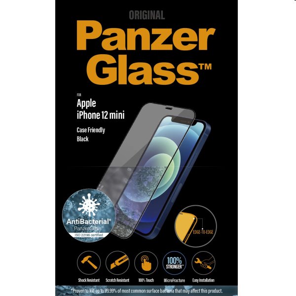 Ochranné temperované sklo PanzerGlass Case Friendly pre Apple iPhone 12 Mini, čierna 2710