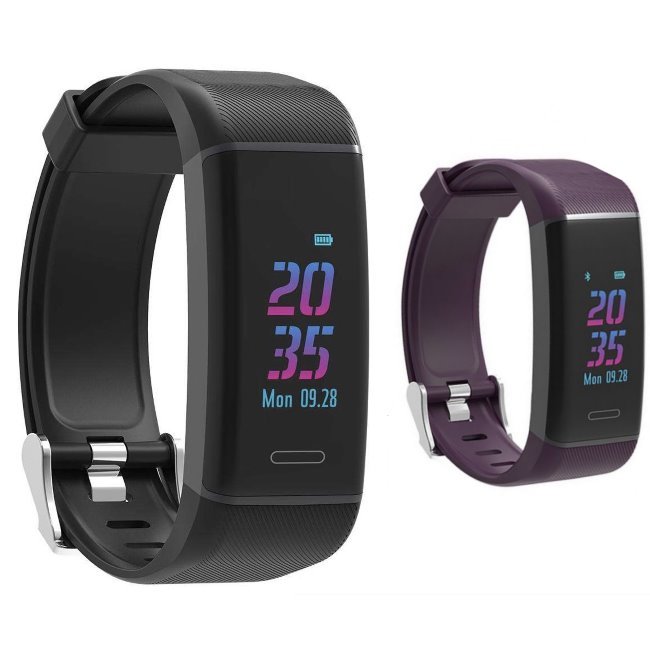 Carneo G-Fit+ fitness smartband with GPS, black + violet band - OPENBOX (Rozbalený tovar s plnou zárukou)