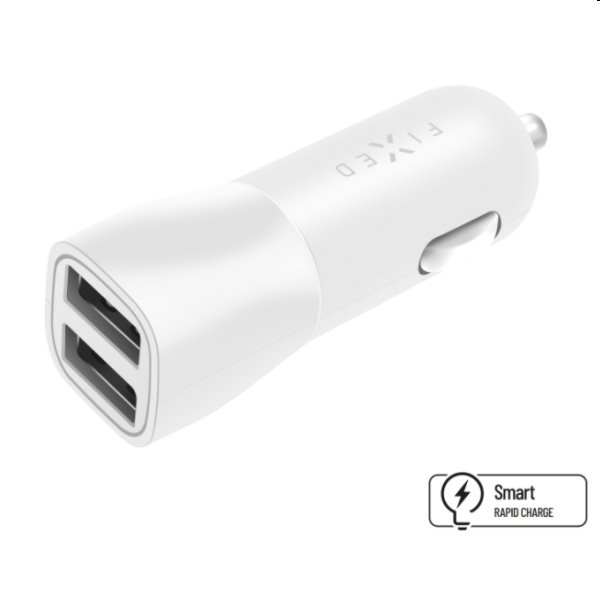 FIXED Autonabíjačka Smart Rapid Charge 2 x USB, 15 W, biela FIXCC15-2U-WH