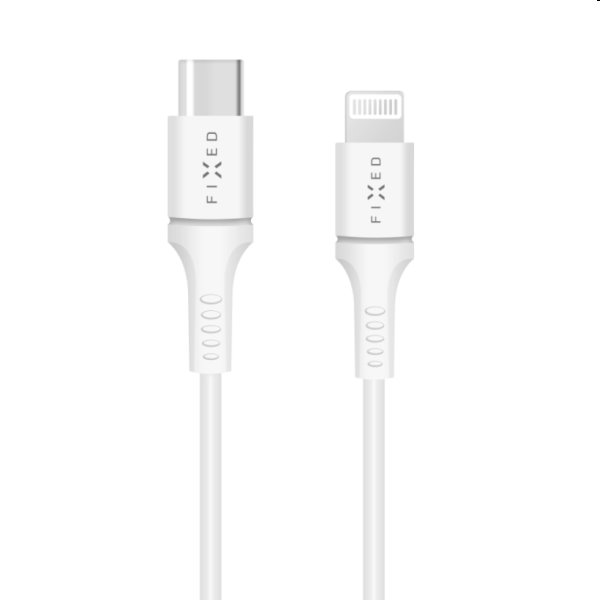 FIXED Dátový a nabíjací kábel USB-C/Lightning MFI, PD, 60 W, 1 m, biely FIXD-CL-WH