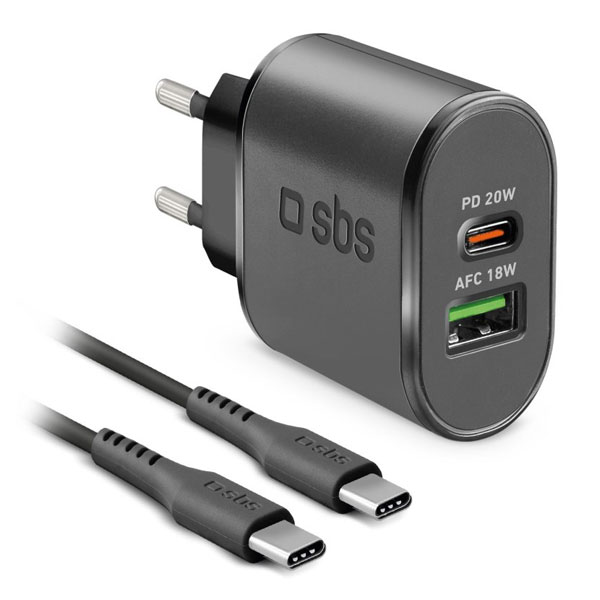 SBS Cestovná nabíjacia sada USB/USB-C, 18 W, čierna TEKITTRPDCCK