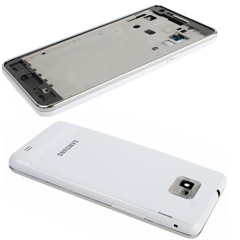 Kompletný náhradný kryt(predný, zadný, stredný) pre Samsung Galaxy S2 i9100, White