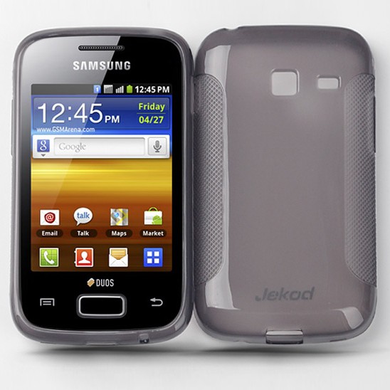 Puzdro silikonové Jekod TPU pre Samsung Galaxy Y Duos S6102, Black + Fólia na displej