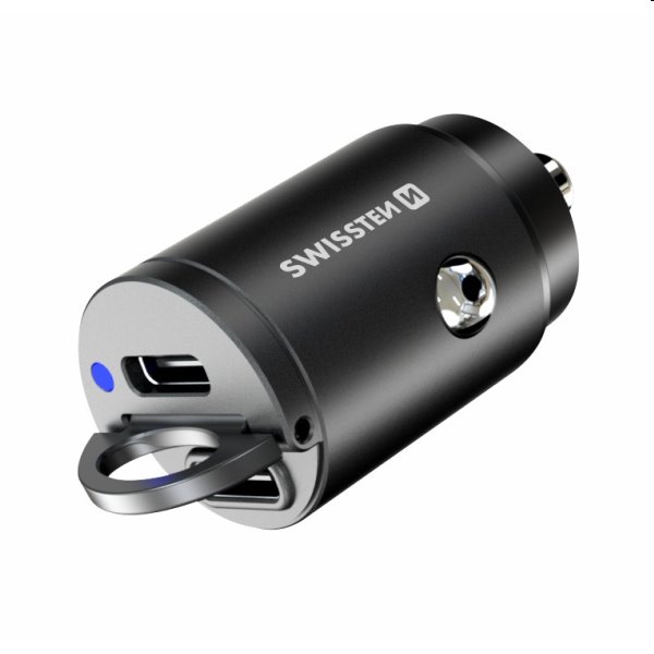 CL nano adaptér Swissten Power Delivery 2 x USB-C 30 W, čierna