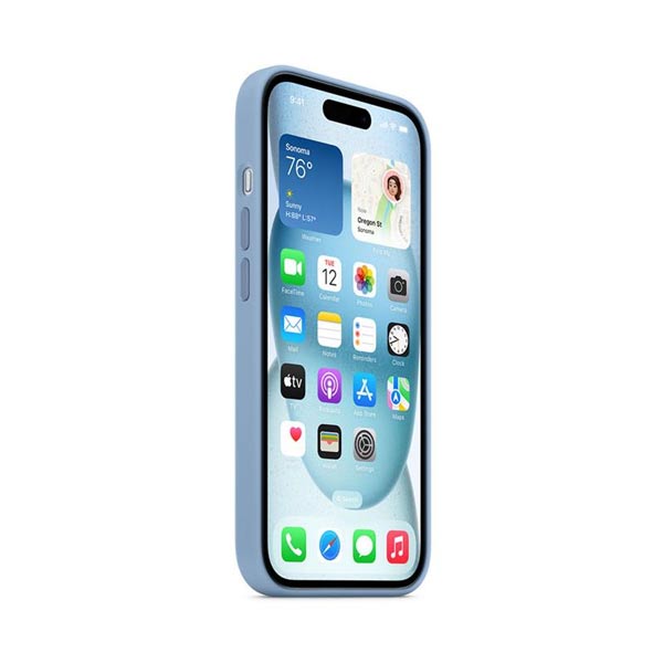 Silikónový zadný kryt pre Apple iPhone 15 Plus s MagSafe, ľadovo modrá