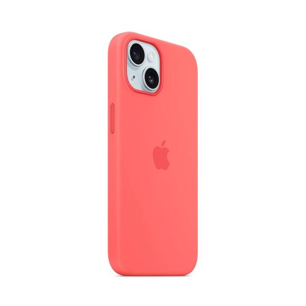 Silikónový zadný kryt pre Apple iPhone 15 s MagSafe, svetlo melónová