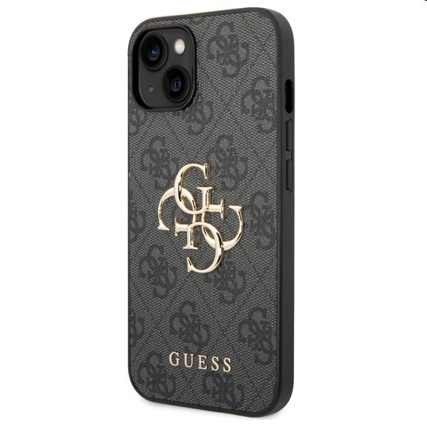 Zadný kryt Guess PU 4G Metal Logo pre iPhone 15 Plus, šedá