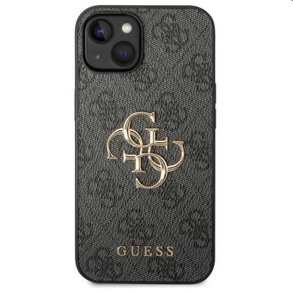 Zadný kryt Guess PU 4G Metal Logo pre iPhone 15 Plus, šedá