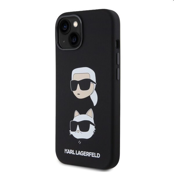 Zadný kryt Karl Lagerfeld Liquid Silicone Karl and Choupette Heads pre Apple iPhone 15 Plus, čierna