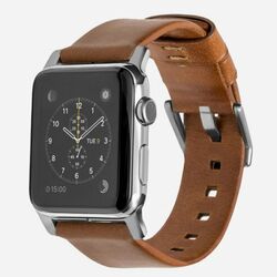 Kožený remienok Nomad pre Apple Watch 42/44 mm, moderný hnedo/strieborný