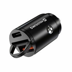 CL Adapter Swissten Power Delivery USB-C a Super Charge 3.0, 30 W, čierna