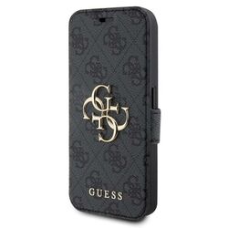 Knižkové puzdro Guess PU Leather 4G Metal Logo pre iPhone 15 Pro, šedá