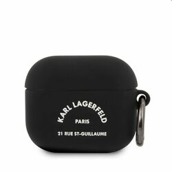 Karl Lagerfeld Rue St Guillaume silikónový obal pre Apple AirPods 3, čierny