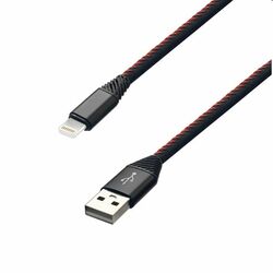 MobilNET Dátový a nabíjací kábel TPU USB/Lightning, 2A, 2m, čierny