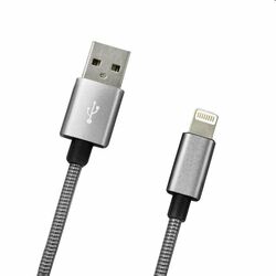 MobilNET Dátový a nabíjací kábel USB/Lightning, 2A, 1m, strieborný