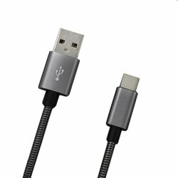 MobilNET Dátový a nabíjací kábel USB/USB-C, 2A, 1m, sivý