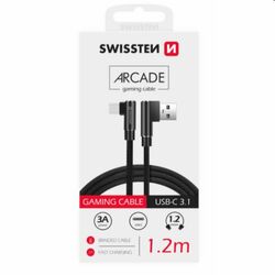 Dátový kábel Swissten USB/USB-C textilný s podporou rýchlonabíjania, čierny