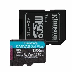 Kingston Canvas Go Plus Micro SDXC 128 GB , SD adaptér, UHS-I U3 A2, Class 10 - rýchlosť 170/90 MB/s
