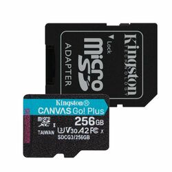 Kingston Canvas Go Plus Micro SDXC 256 GB , SD adaptér, UHS-I U3 A2, Class 10 - rýchlosť 170/90 MB/s)
