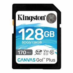 Kingston Canvas Go Plus Secure Digital SDXC UHS-I U3 128 GB | Class 10, rýchlosť 170/90 MB/s (SDG3/128 GB)