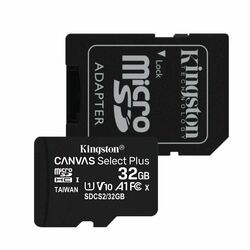 Kingston Canvas SeIect Plus Micro SDHC 32 GB , SD adaptér, UHS-I A1, Class 10 - rýchlosť 100 MB/s