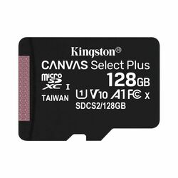 Kingston Canvas SeIect Plus Micro SDXC 128 GB, UHS-I A1, Class 10 - rýchlosť 100 MB/s