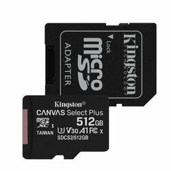 Kingston Canvas SeIect Plus Micro SDXC 512 GB , SD adaptér, UHS-I A1, Class 10 - rýchlosť 100/85 MB/s