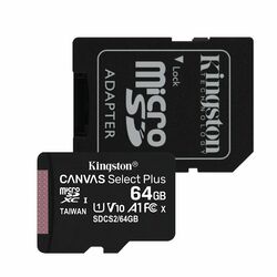 Kingston Canvas SeIect Plus Micro SDXC 64 GB , SD adaptér, UHS-I A1, Class 10 - rýchlosť 100 MB/s