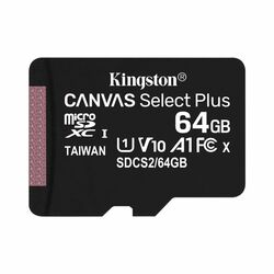 Kingston Canvas SeIect Plus Micro SDXC 64 GB, UHS-I A1, Class 10 - rýchlosť 100 MB/s