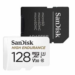 SanDisk Micro SDXC High Endurance 128 GB, SD adaptér, UHS-I U3 V30, Class 10 - rýchlosť 100/40 MB/s
