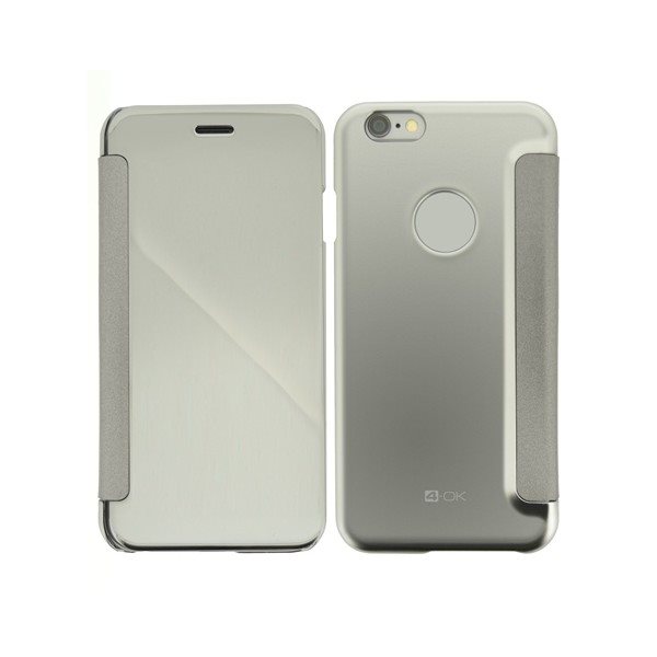 4-OK BOOK MAGIC MIRROR CASE pre Apple iPhone 6 a 6S, Silver