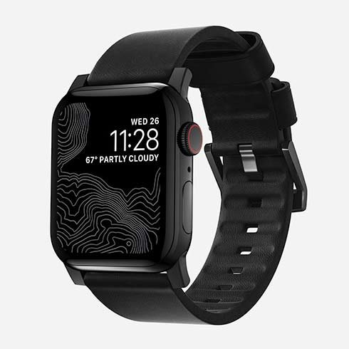 Športový kožený remienok Nomad pre Apple Watch 42/44 mm, čierno/čierny