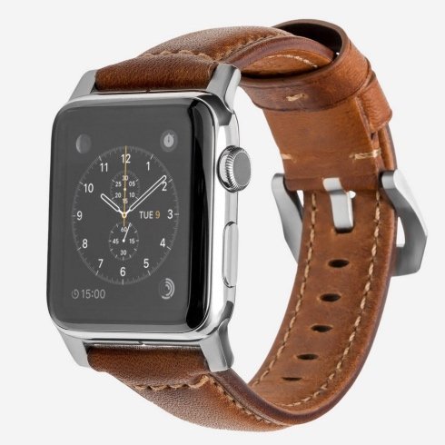 Kožený remienok Nomad pre Apple Watch 42/44 mm, hnedo/strieborný