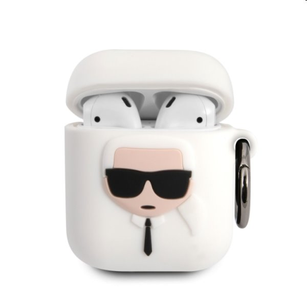 Karl Lagerfeld Karl Head silikónový obal pre Apple AirPods 1/2, biely