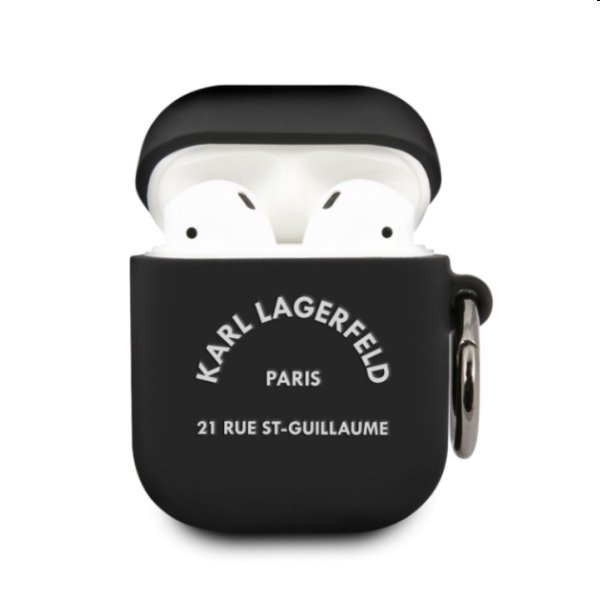 Karl Lagerfeld Rue St Guillaume silikónový obal pre Apple AirPods 1/2, čierny
