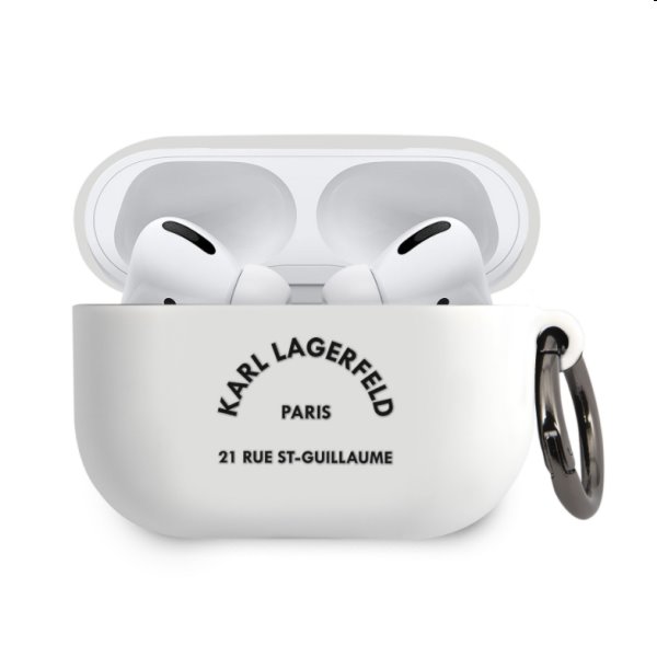 Karl Lagerfeld Rue St Guillaume silikónový obal pre Apple AirPods Pro, biely