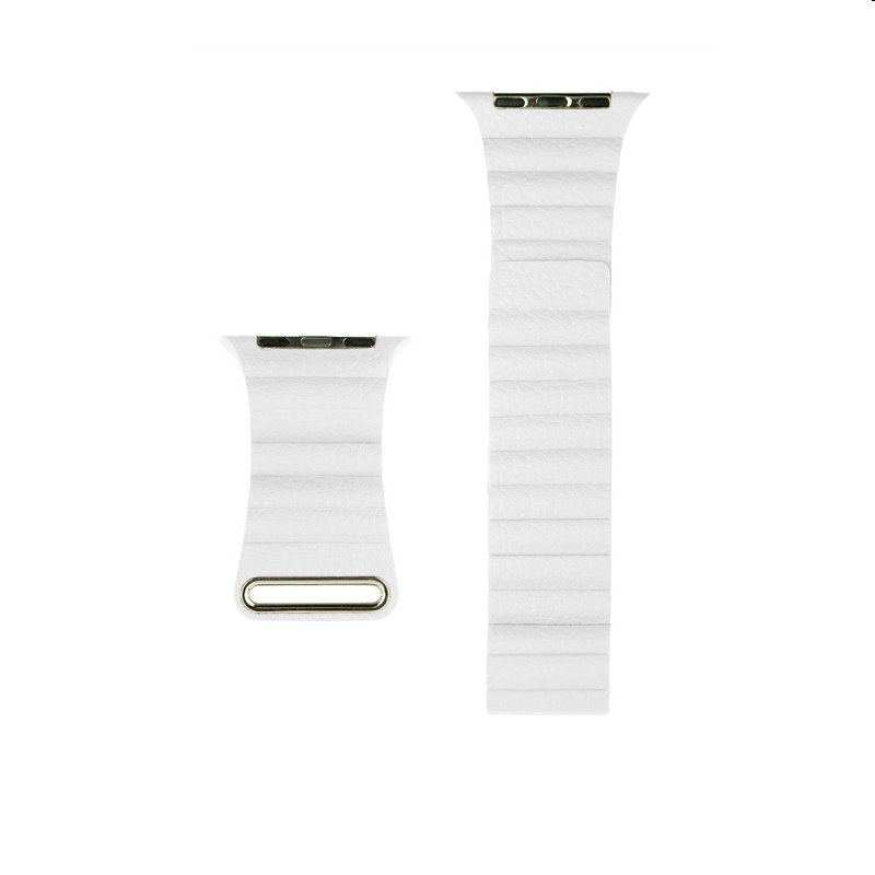 Coteetci  - COTEetCI kožený magnetický remienok Loop Band pre Apple Watch 42 / 44 / 45 mm biely