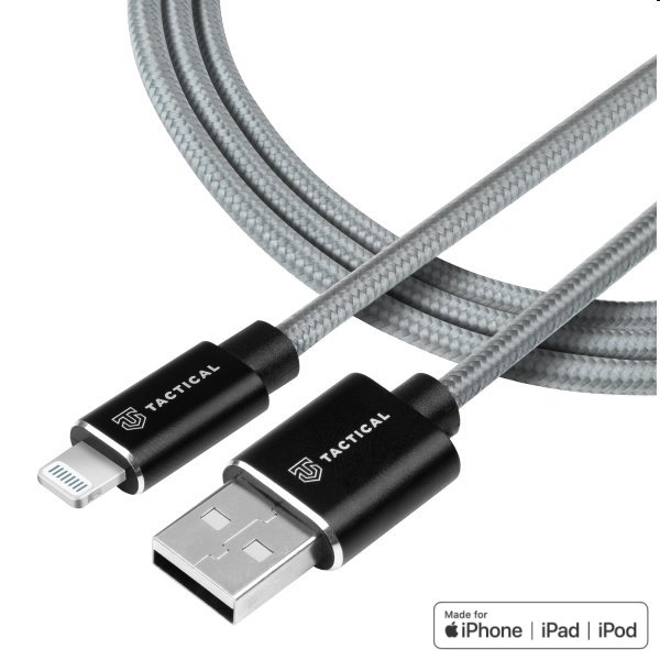 Tactical kevlarový USB-A/Lightning MFI kábel, 2 m