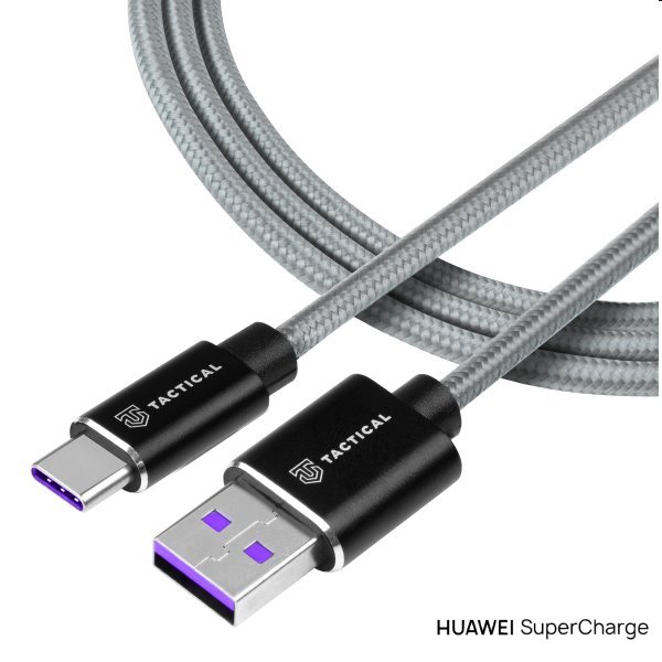 Tactical kevlarový USB-A/USB-C kábel s podporou Huawei SuperCharge, 1m