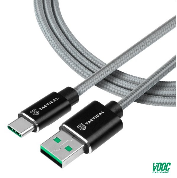 Tactical kevlarový USB-A/USB-C kábel s podporou Oppo SuperVOOC 2.0, 1m 57983104178