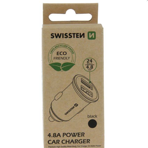 CL adaptér Swissten 2x USB 4,8A, čierny 20115000ECO