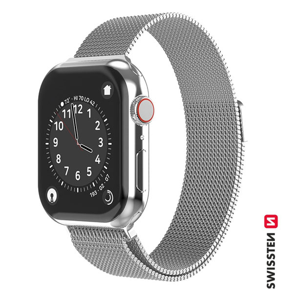 E-shop Swissten Milanese Loop remienok pre Apple Watch 42-44, strieborná