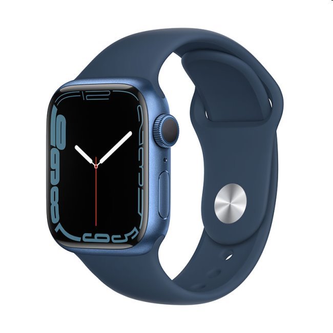 Apple Watch Series 7 GPS, 45mm modrá , hliníkové puzdro so športovým remienkom ľadová modrá - štandardná veľkosť