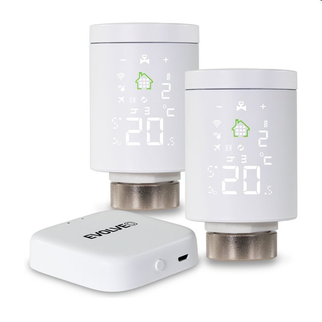 E-shop Evolveo Heat M30v2 Starter Pack, 2 × inteligentná termostatická hlavica na radiátor a centrálna jednotka