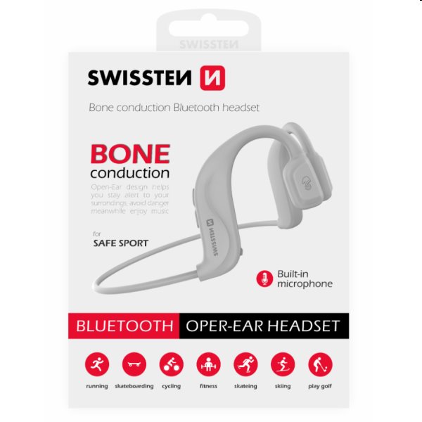 E-shop Swissten Bluetooth slúchadlá Bone Conduction, biele