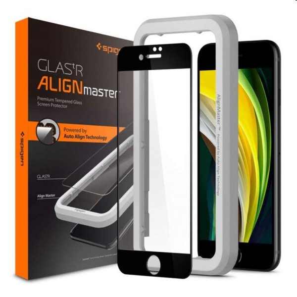 Tvrdené sklo Spigen AlignMaster FC pre Apple iPhone SE 20/SE 22/8/7, čierne