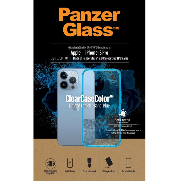Zadný kryt PanzerGlass ClearCaseColor AB pre Apple iPhone 13 Pro, modrá