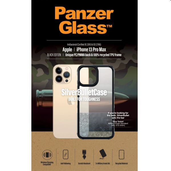 Zadný kryt PanzerGlass SilverBullet ClearCase AB pre Apple iPhone 13 Pro Max, čierna