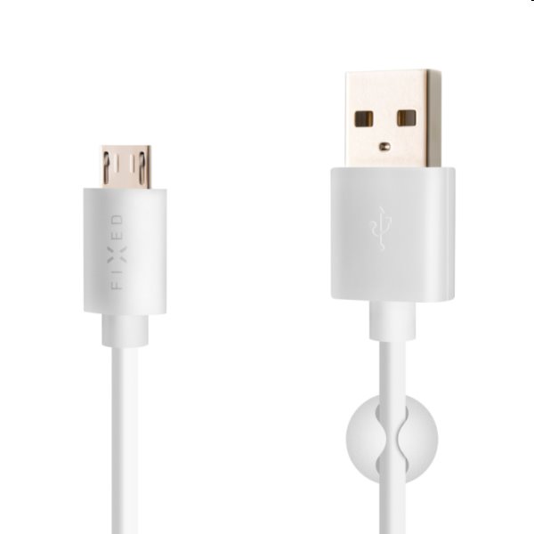 FIXED Dátový a nabíjací kábel USB/micro USB, 20 W, 1 m, biely FIXD-UM-WH