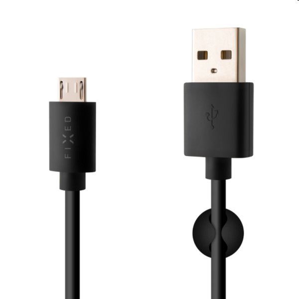 FIXED Dátový a nabíjací kábel USB/micro USB, 12 W, 1 m, čierny FIXD-UM-BK